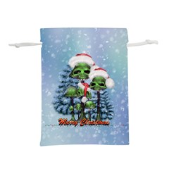 Merry Christmas, Funny Mushroom With Christmas Hat Lightweight Drawstring Pouch (l) by FantasyWorld7