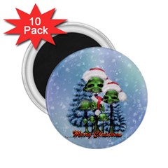 Merry Christmas, Funny Mushroom With Christmas Hat 2 25  Magnets (10 Pack)  by FantasyWorld7