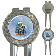 Merry Christmas, Funny Mushroom With Christmas Hat 3-in-1 Golf Divots by FantasyWorld7