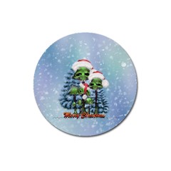 Merry Christmas, Funny Mushroom With Christmas Hat Magnet 3  (round) by FantasyWorld7