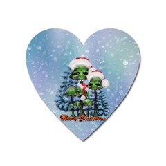 Merry Christmas, Funny Mushroom With Christmas Hat Heart Magnet by FantasyWorld7