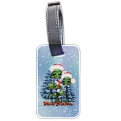 Merry Christmas, Funny Mushroom With Christmas Hat Luggage Tag (two Sides) by FantasyWorld7