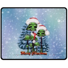 Merry Christmas, Funny Mushroom With Christmas Hat Double Sided Fleece Blanket (medium)  by FantasyWorld7