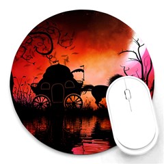 Drive In The Night By Carriage Round Mousepads by FantasyWorld7