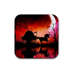 Drive In The Night By Carriage Rubber Coaster (square)  by FantasyWorld7