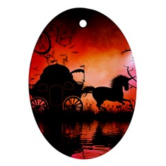 Drive In The Night By Carriage Oval Ornament (two Sides) by FantasyWorld7