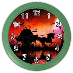 Drive In The Night By Carriage Color Wall Clock by FantasyWorld7