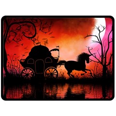 Drive In The Night By Carriage Fleece Blanket (large)  by FantasyWorld7