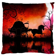 Drive In The Night By Carriage Large Cushion Case (two Sides) by FantasyWorld7