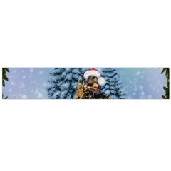 Merry Christmas, Funny Mouse On A Motorcycle With Christmas Hat Large Flano Scarf 