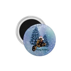 Merry Christmas, Funny Mouse On A Motorcycle With Christmas Hat 1 75  Magnets by FantasyWorld7