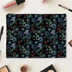 Watercolor Flowers On Black Cosmetic Bag (xl) by bloomingvinedesign