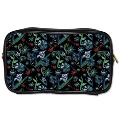 Watercolor Flowers On Black Toiletries Bag (two Sides) by bloomingvinedesign