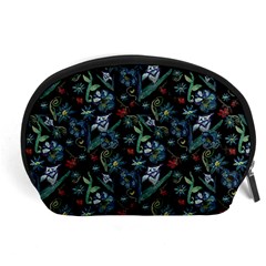 Watercolor Flowers On Black Accessory Pouch (large) by bloomingvinedesign