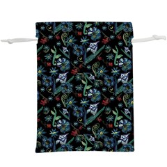 Watercolor Flowers On Black  Lightweight Drawstring Pouch (xl)