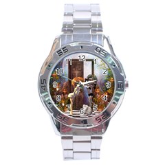 Cute Dark Fairys With Cat Stainless Steel Analogue Watch by FantasyWorld7