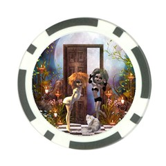 Cute Dark Fairys With Cat Poker Chip Card Guard by FantasyWorld7