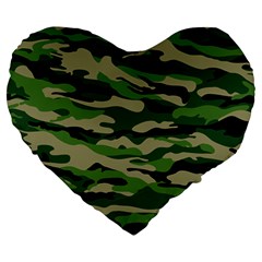 Camouflage Large 19  Premium Heart Shape Cushions