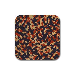 Aged Red, White, And Blue Camo Rubber Square Coaster (4 Pack)  by McCallaCoultureArmyShop