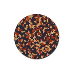 Aged Red, White, And Blue Camo Rubber Coaster (round)  by McCallaCoultureArmyShop