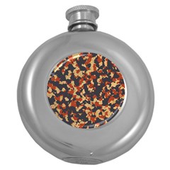 Aged Red, White, And Blue Camo Round Hip Flask (5 Oz)