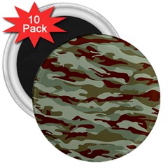 Brown And Green Camo 3  Magnets (10 Pack) 