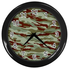 Brown And Green Camo Wall Clock (black) by McCallaCoultureArmyShop