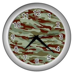 Brown And Green Camo Wall Clock (silver)