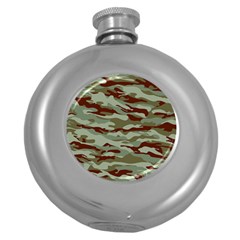 Brown And Green Camo Round Hip Flask (5 Oz) by McCallaCoultureArmyShop