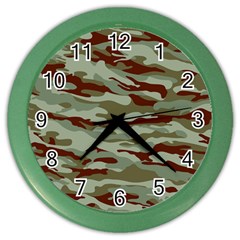 Brown And Green Camo Color Wall Clock