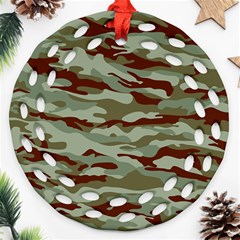 Brown And Green Camo Ornament (round Filigree)