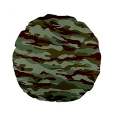 Brown And Green Camo Standard 15  Premium Round Cushions by McCallaCoultureArmyShop