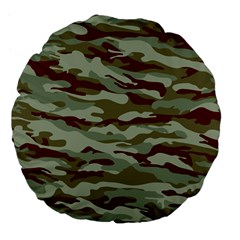 Brown And Green Camo Large 18  Premium Flano Round Cushions by McCallaCoultureArmyShop