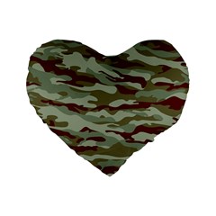 Brown And Green Camo Standard 16  Premium Flano Heart Shape Cushions by McCallaCoultureArmyShop