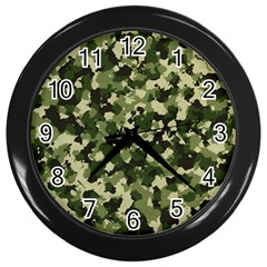 Dark Green Camouflage Army Wall Clock (black) by McCallaCoultureArmyShop