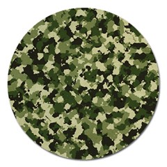 Dark Green Camouflage Army Magnet 5  (round) by McCallaCoultureArmyShop