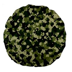 Dark Green Camouflage Army Large 18  Premium Round Cushions by McCallaCoultureArmyShop