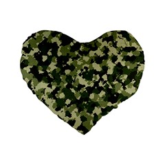 Dark Green Camouflage Army Standard 16  Premium Heart Shape Cushions by McCallaCoultureArmyShop