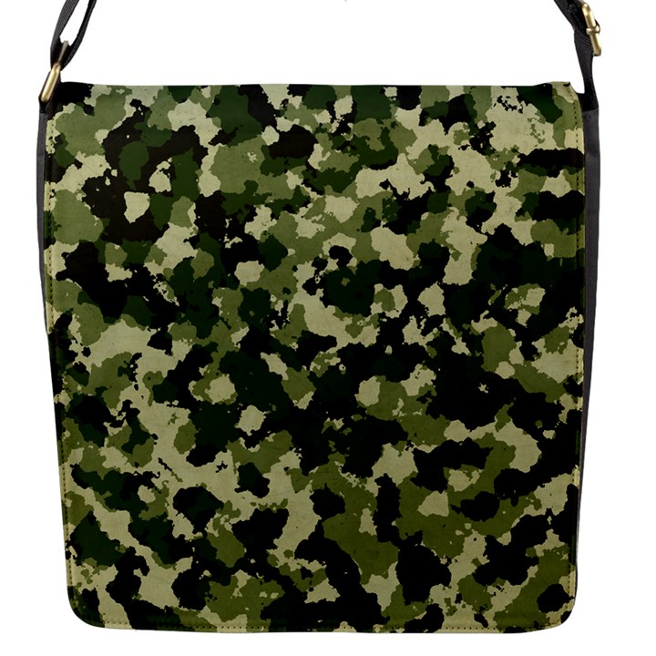 Dark Green Camouflage Army Flap Closure Messenger Bag (S)