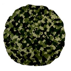 Dark Green Camouflage Army Large 18  Premium Flano Round Cushions by McCallaCoultureArmyShop