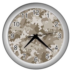 Tan Army Camouflage Wall Clock (silver) by mccallacoulture