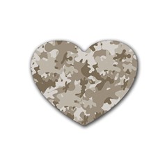 Tan Army Camouflage Rubber Coaster (heart)  by mccallacoulture