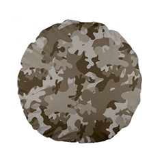 Tan Army Camouflage Standard 15  Premium Round Cushions by mccallacoulture