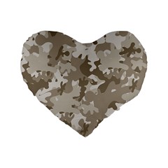 Tan Army Camouflage Standard 16  Premium Heart Shape Cushions