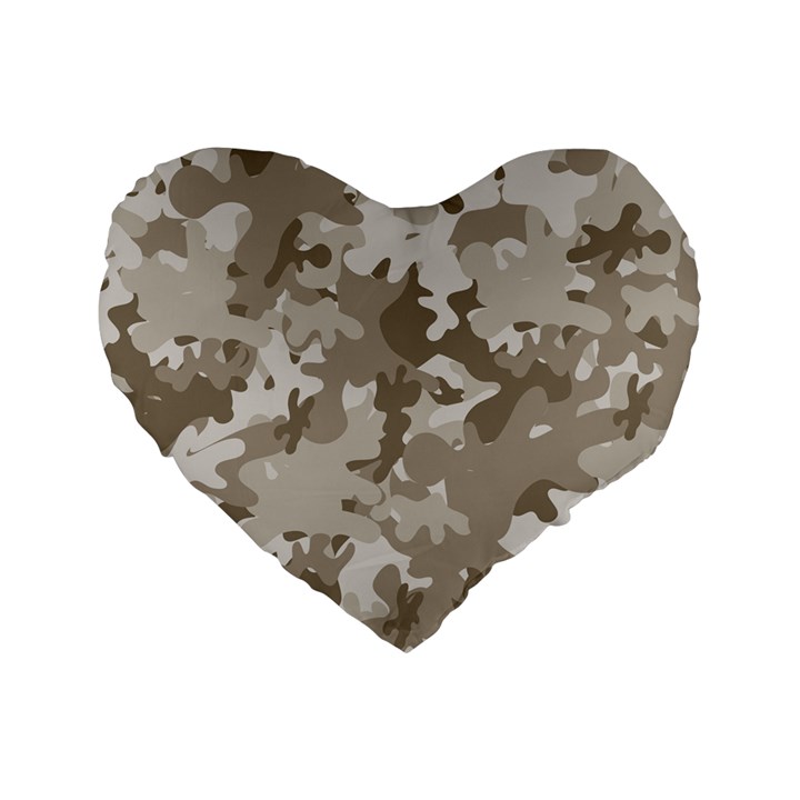 Tan Army Camouflage Standard 16  Premium Heart Shape Cushions