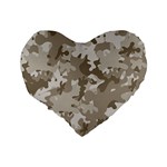 Tan Army Camouflage Standard 16  Premium Heart Shape Cushions Back