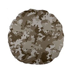 Tan Army Camouflage Standard 15  Premium Flano Round Cushions by mccallacoulture