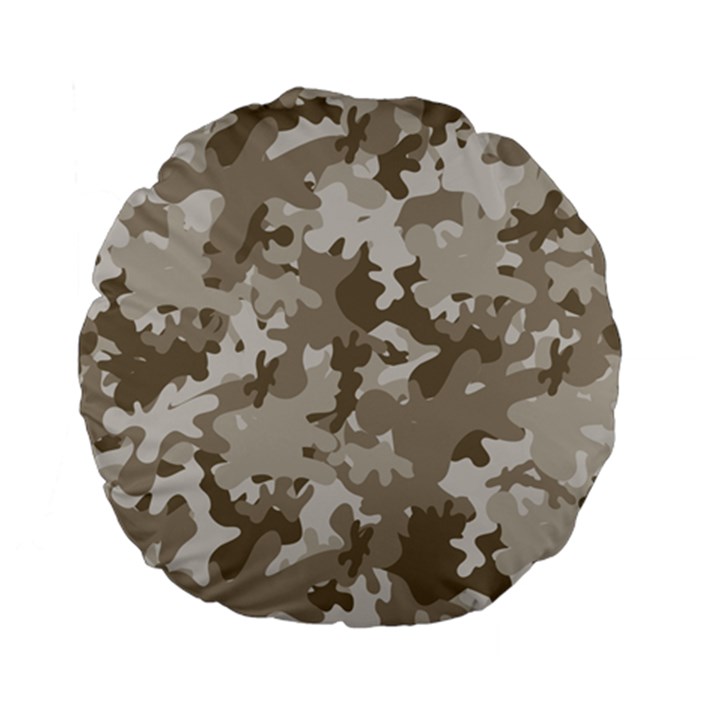 Tan Army Camouflage Standard 15  Premium Flano Round Cushions