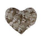 Tan Army Camouflage Standard 16  Premium Flano Heart Shape Cushions Front