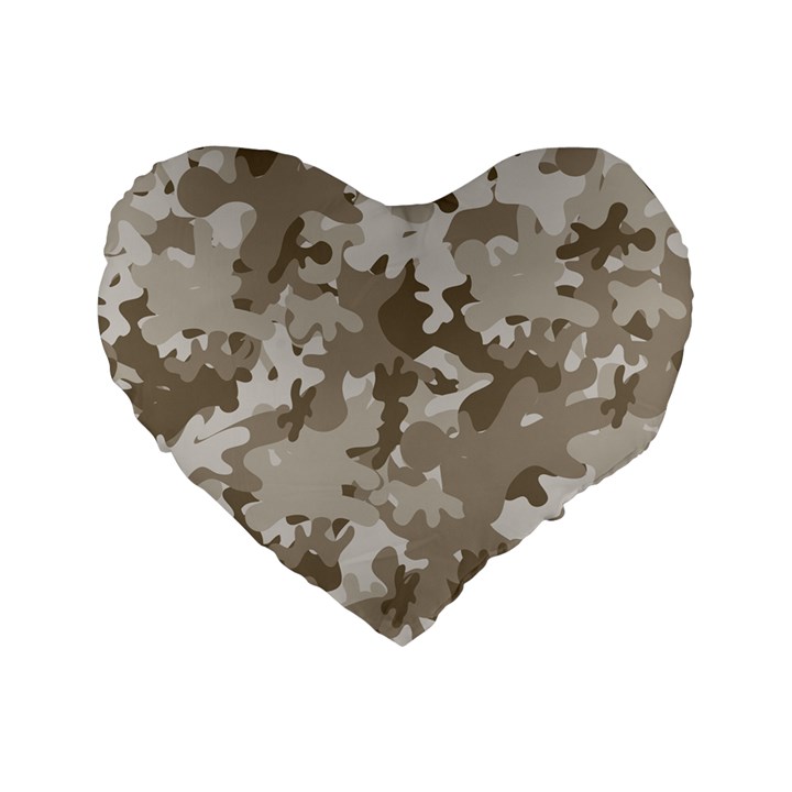 Tan Army Camouflage Standard 16  Premium Flano Heart Shape Cushions